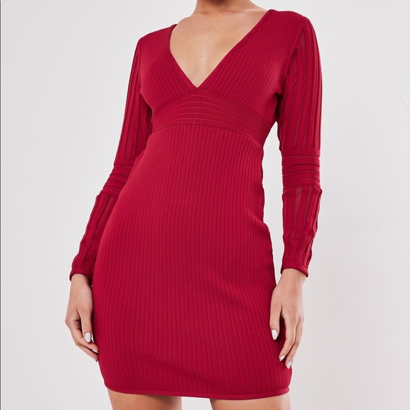 Missguided Red Low Neck Dress - Picture 5 of 6